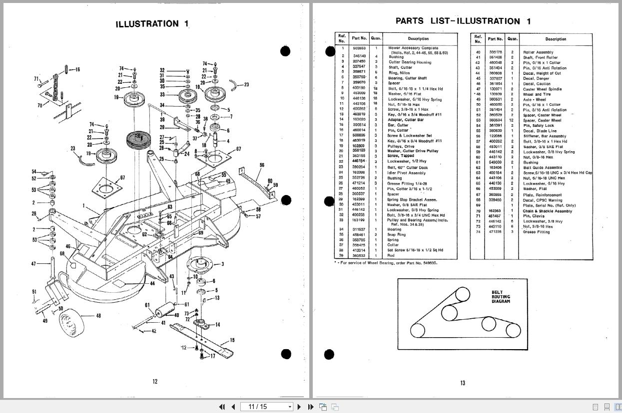 Jacobsen TurfCat II Tractor Rotary Mower 60 Operators Manual Parts List 362698 (3)