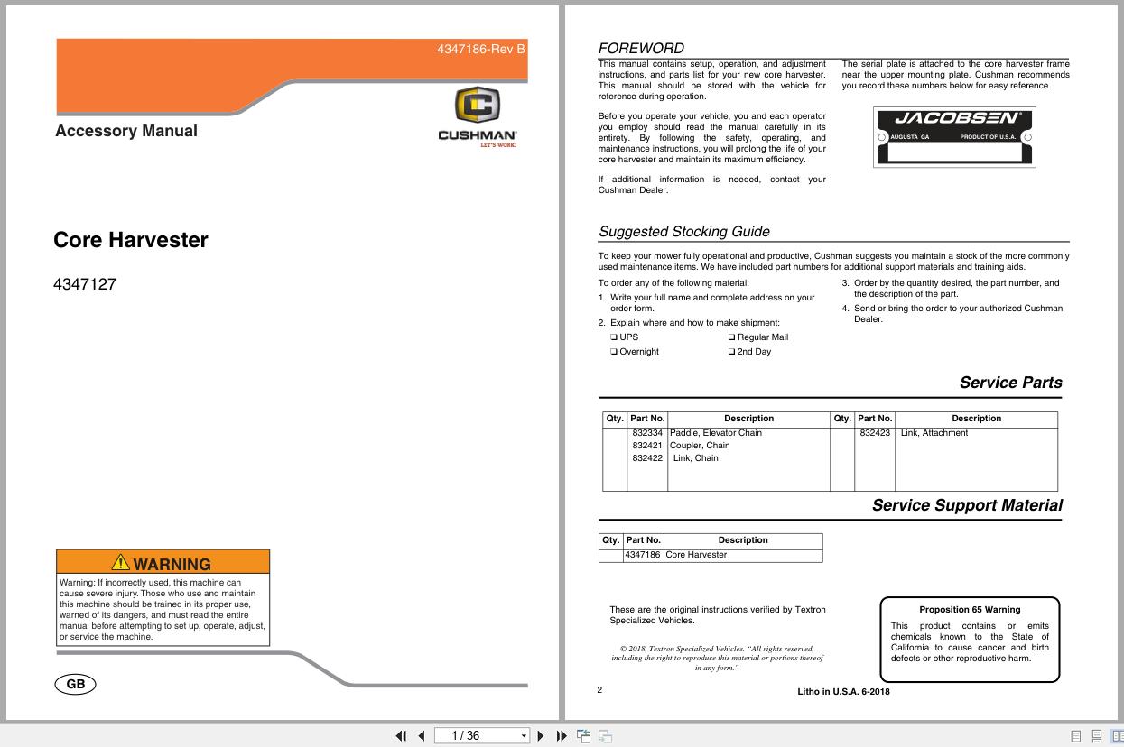Jacobsen Utility Vehicle Core Harvester Accessory Manual 4347186 B 2018 (1)