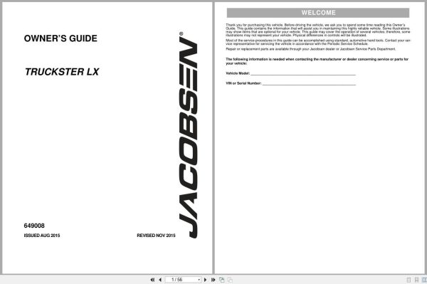 Jacobsen Utility Vehicle Truckster LS LX Owners Guide 649008 2015 (1) Jacobsen Utility Vehicle Truckster Ls Lx Owners Guide 649008 2015 (1)