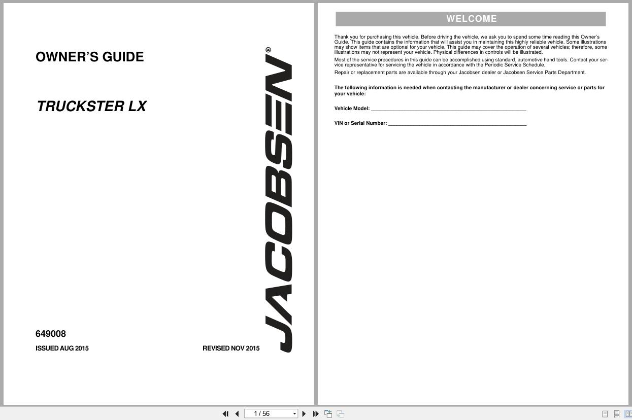 Jacobsen Utility Vehicle Truckster LS LX Owners Guide 649008 2015 (1)
