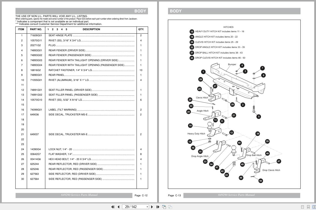 Jacobsen Utility Vehicle Truckster MS E MX E Service Parts Manual 649290 2015 (2)