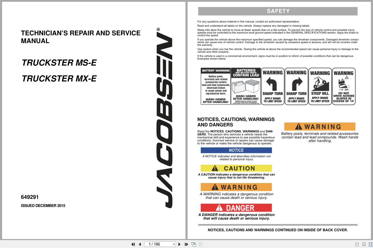 Jacobsen Utility Vehicle Truckster MS E MX E Service Repair Manual (1)