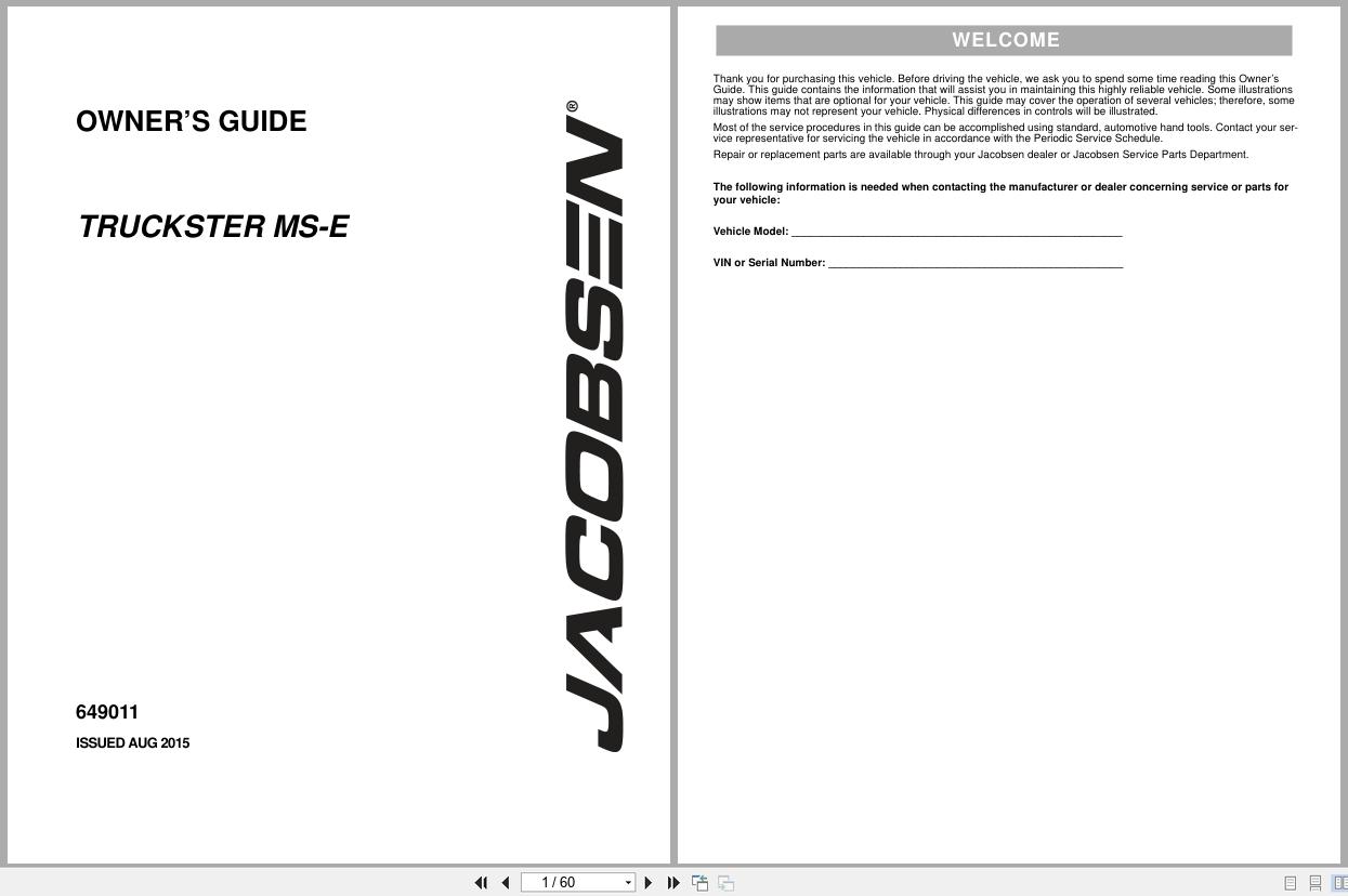 Jacobsen Utility Vehicle Truckster MS E Operation Manual 649011 2015 (1)