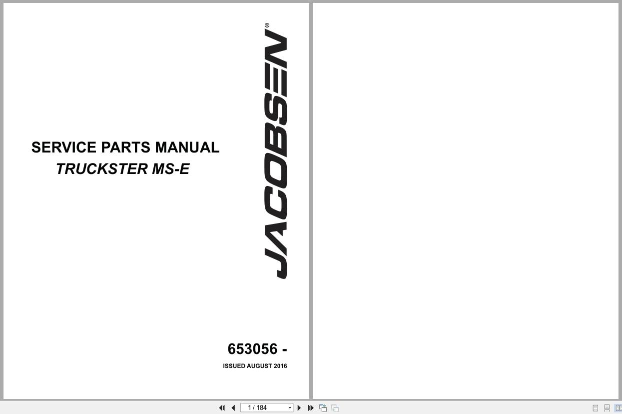 Jacobsen Utility Vehicle Truckster MS E Service Parts Manual 653056 (1)
