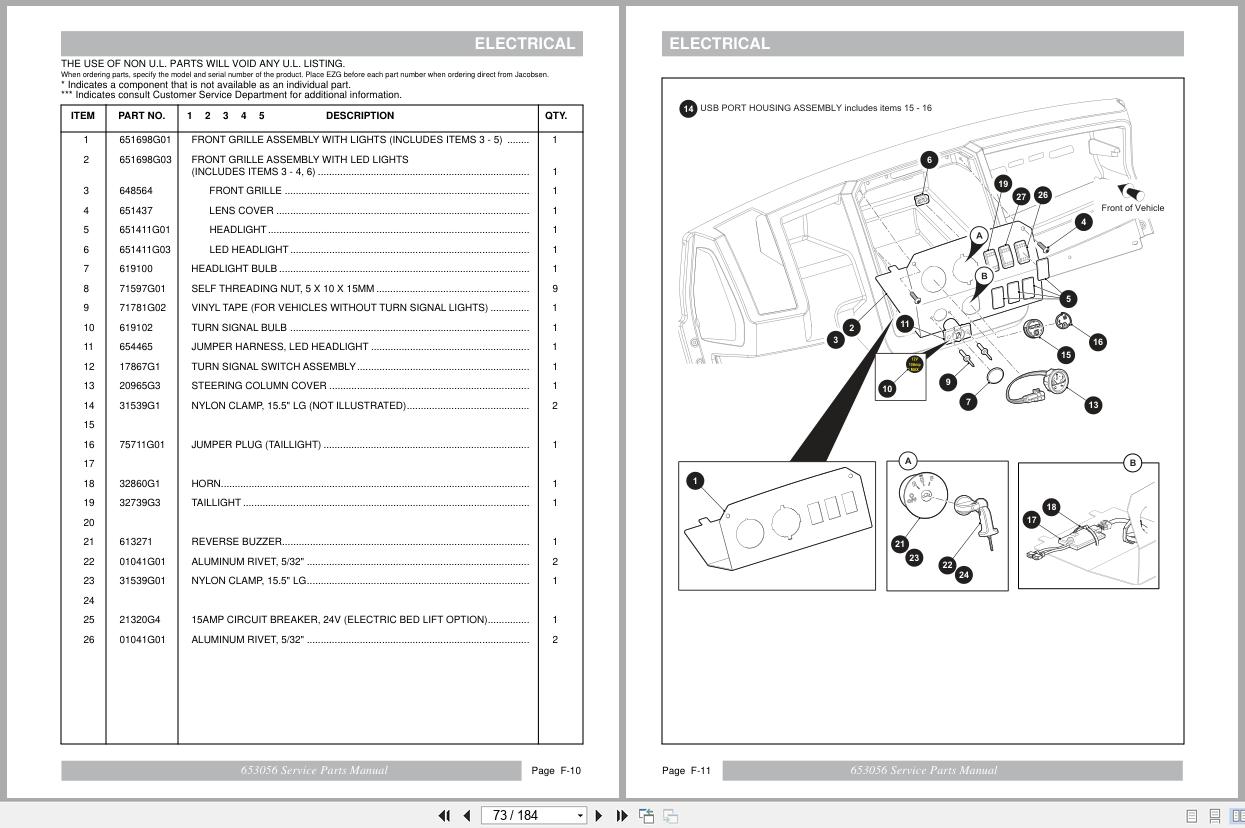 Jacobsen Utility Vehicle Truckster MS E Service Parts Manual 653056 (2)