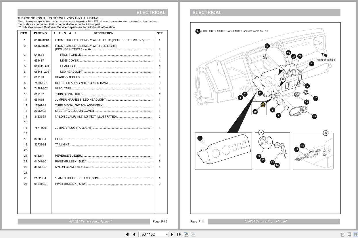 Jacobsen Utility Vehicle Truckster MX E Service Parts Manual 655821 (2)