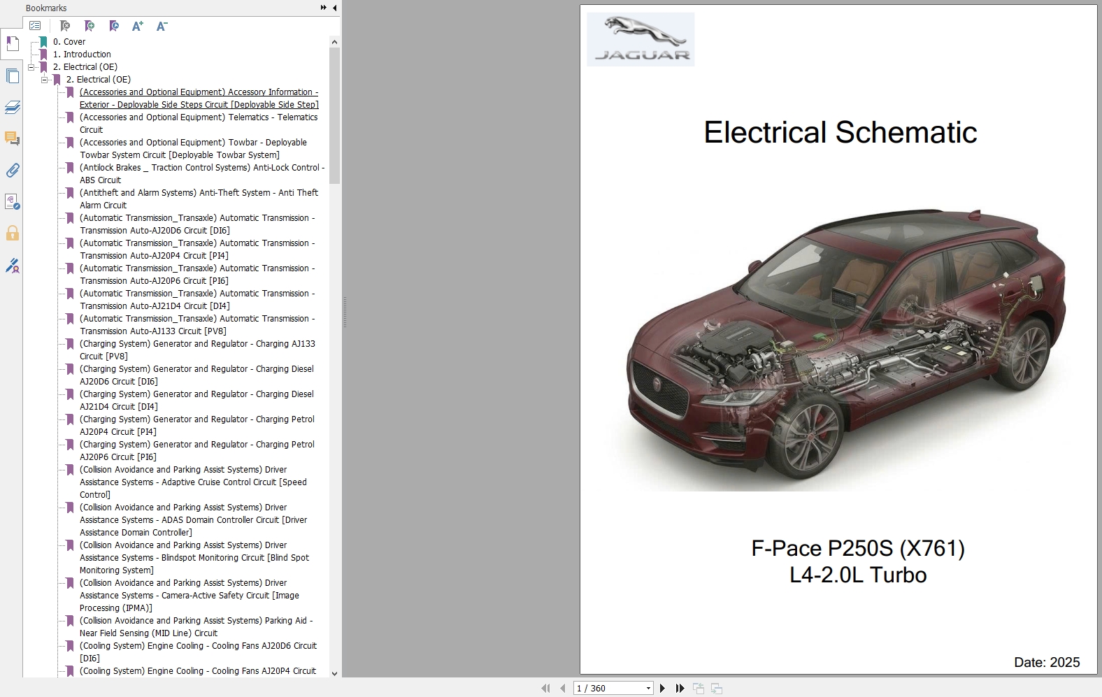 Jaguar F Pace P250S X761 2025 L4 2.0L Turbo Wiring Diagram 1