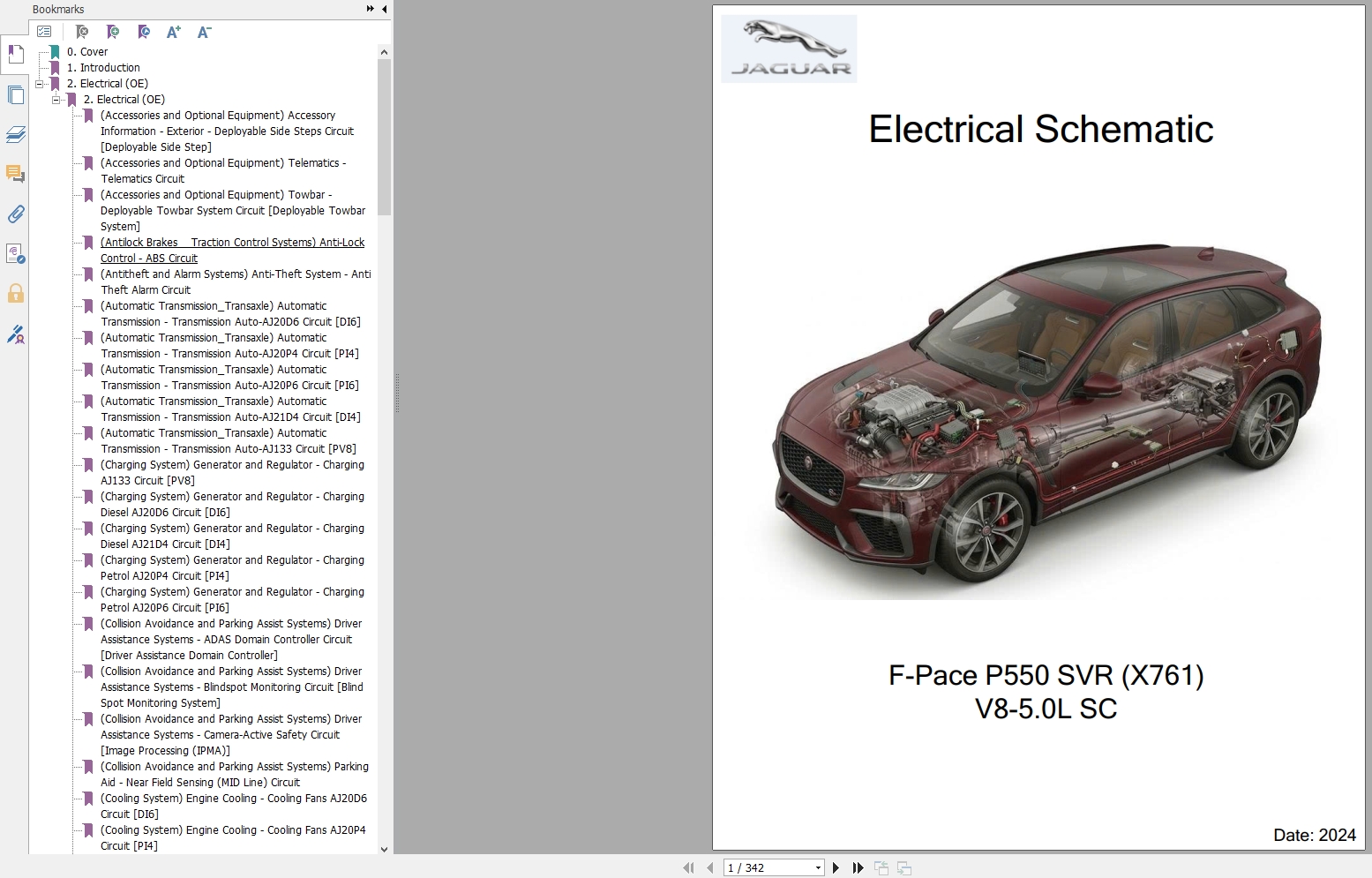 Jaguar F Pace P550 SVR X761 2024 V8 5.0L SC Electrical Schematic 1