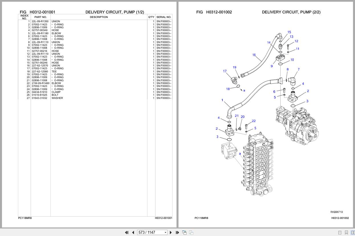 Komatsu Excavator PC118MR 8 SN F00003 And Up Parts Catalog 3