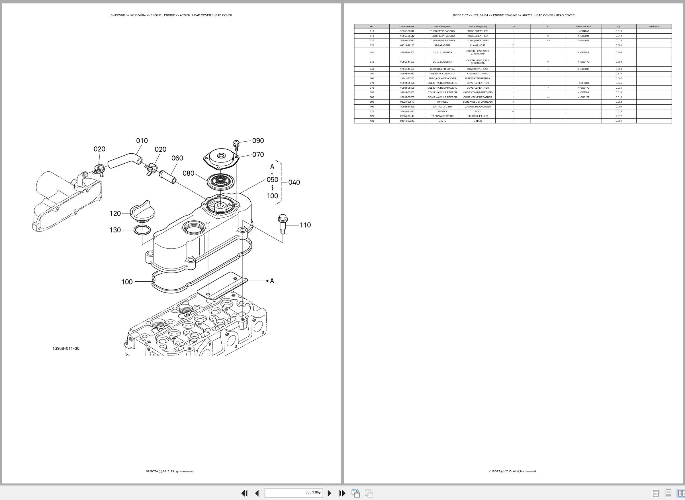 Kubota Carrier KC110 HR4 Spare Parts Catalog EN ES (2)