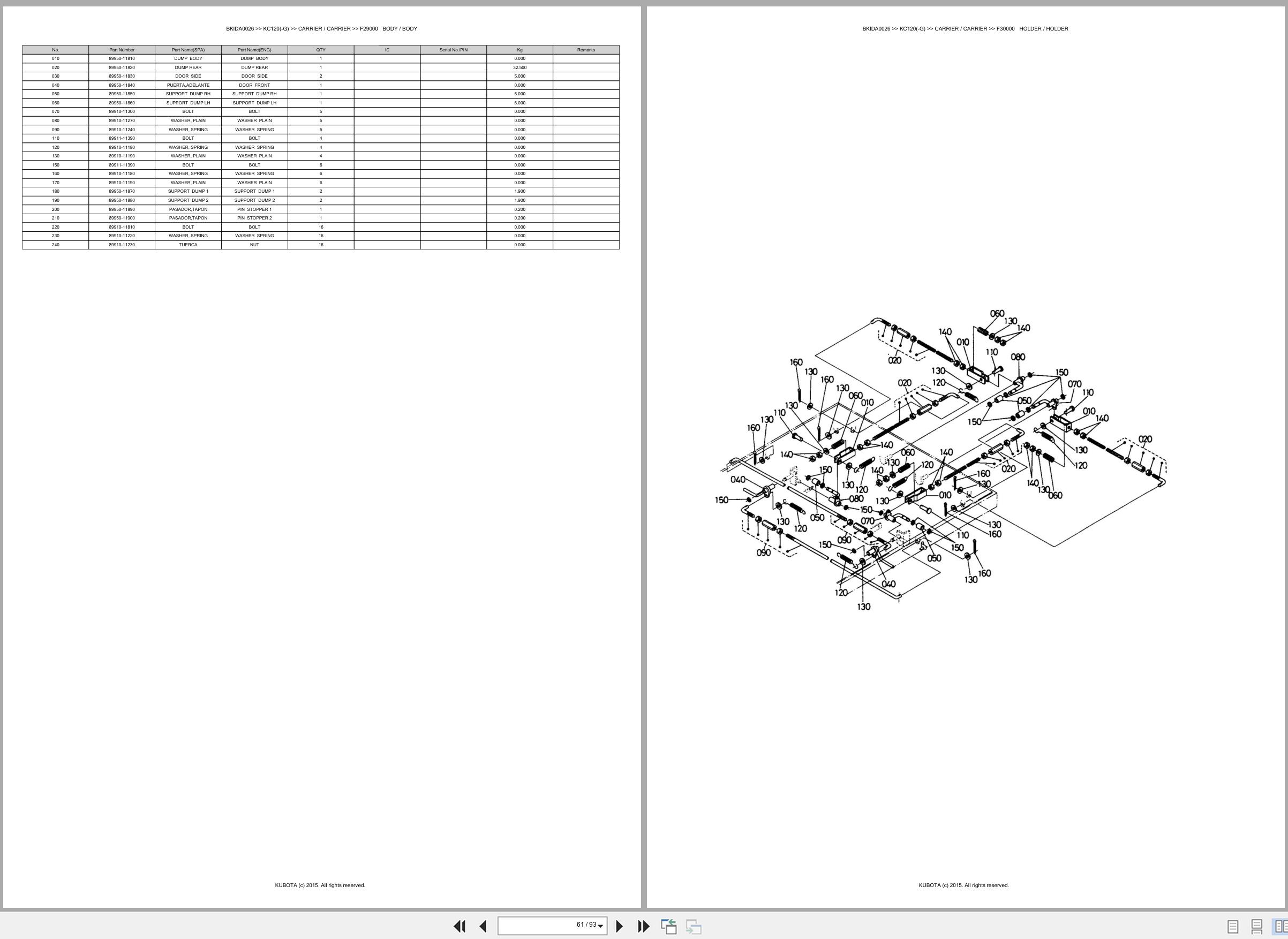 Kubota Carrier KC120 KC120 G Spare Parts Catalog EN ES (3)