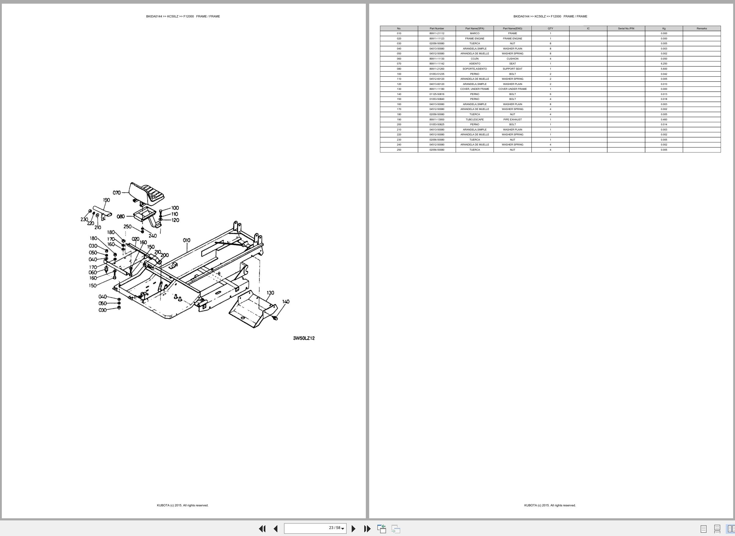 Kubota Carrier KC50LZ Spare Parts Catalog EN ES (2)