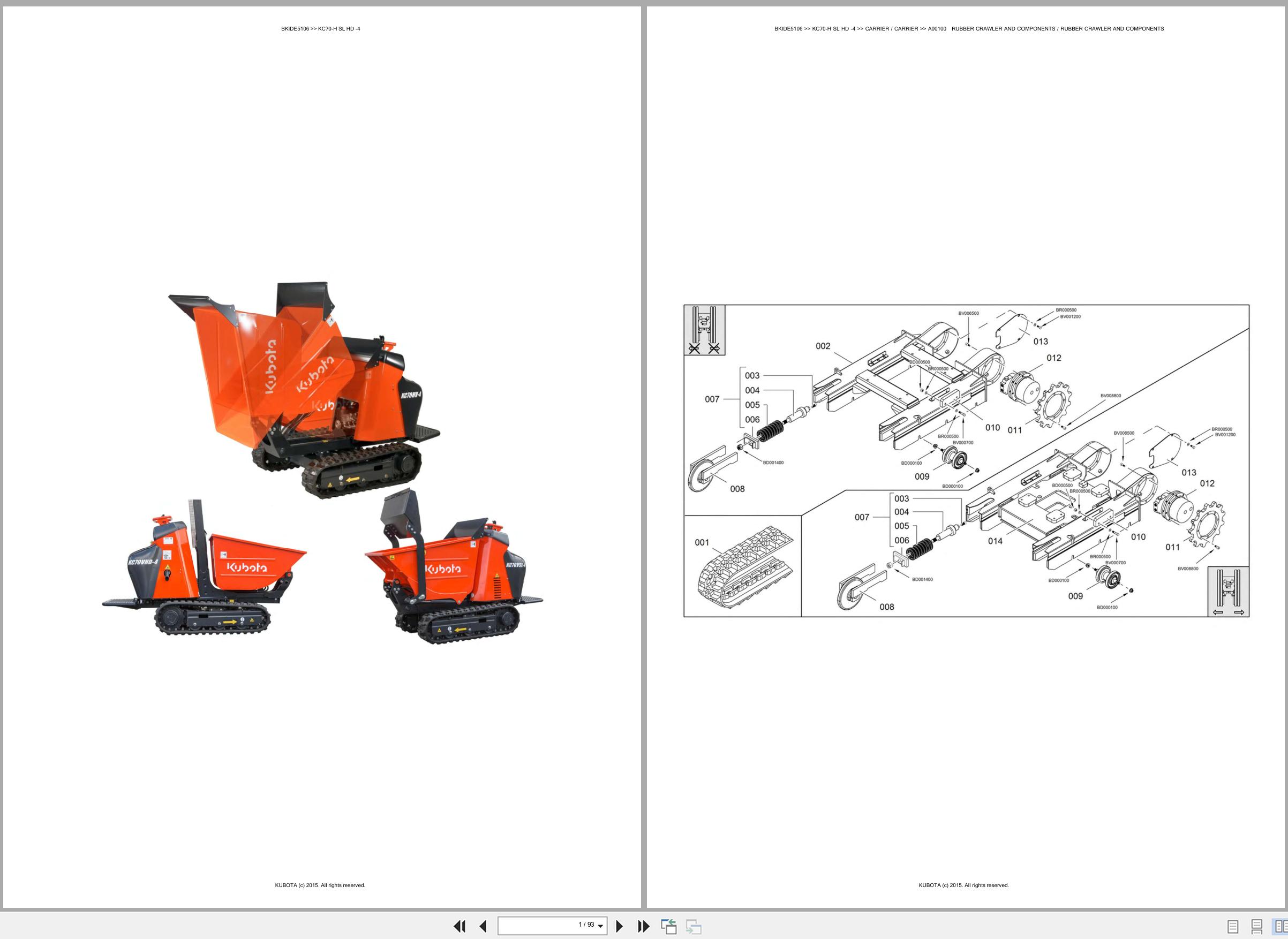 Kubota Carrier KC70 H KC70 SL KC70 HD KC70 4 Spare Parts Catalog EN ES (1)