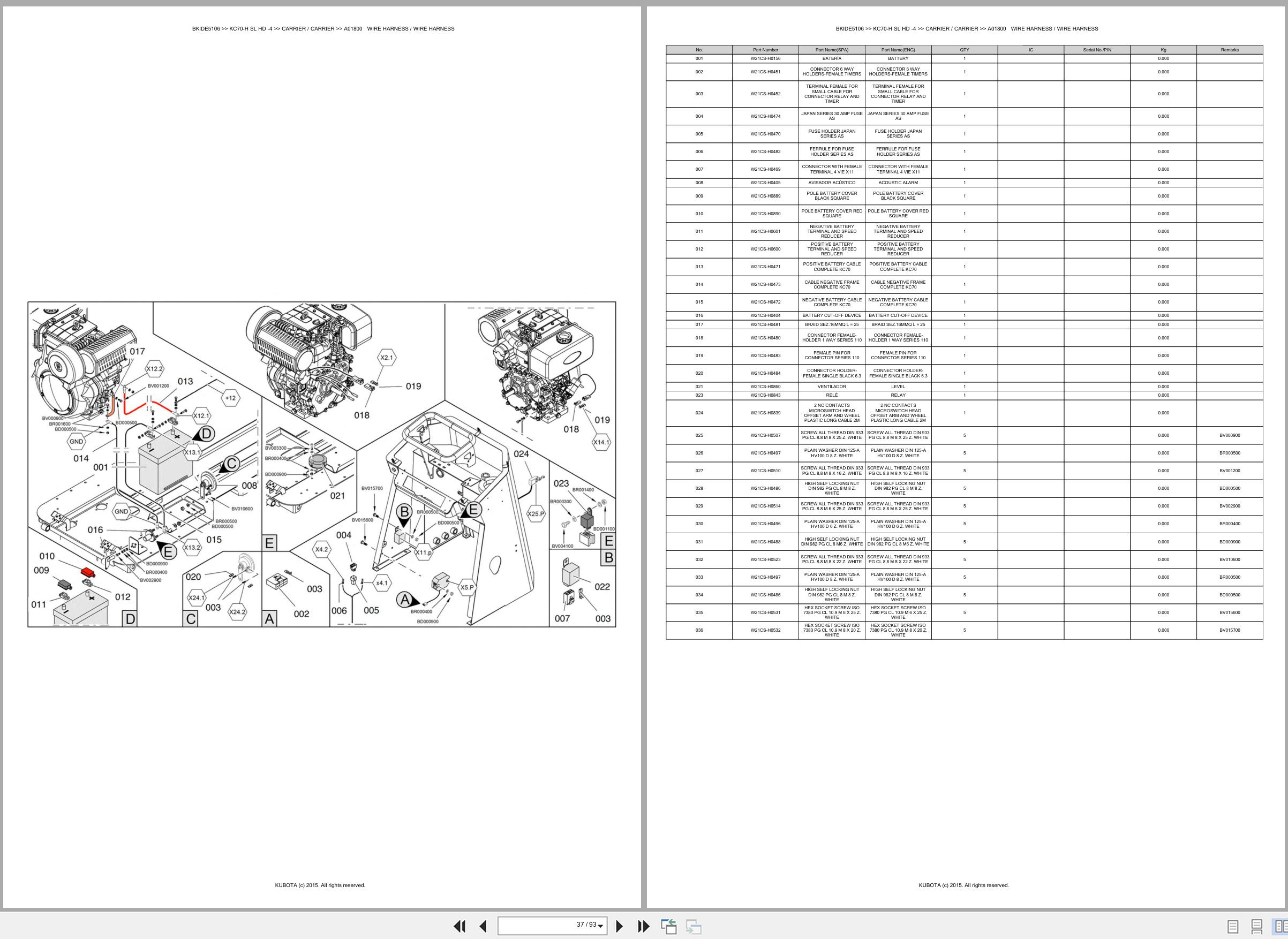 Kubota Carrier KC70 H KC70 SL KC70 HD KC70 4 Spare Parts Catalog EN ES (2)