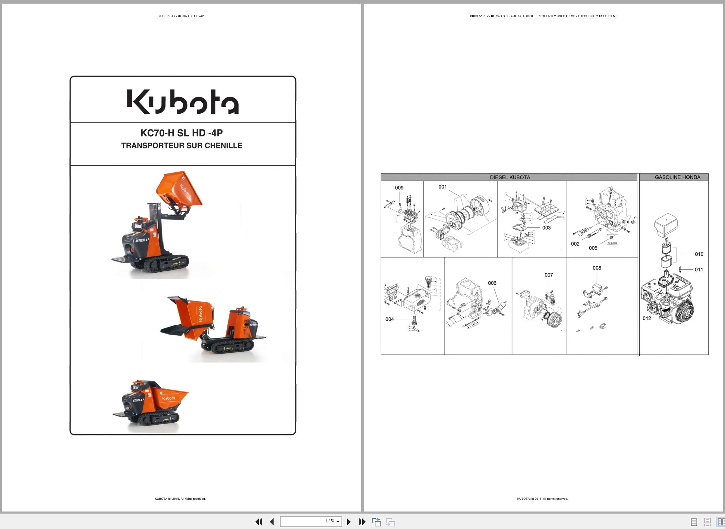 Kubota Carrier KC70 H KC70 SL KC70 HD KC70 4P Spare Parts Catalog EN ES (1)