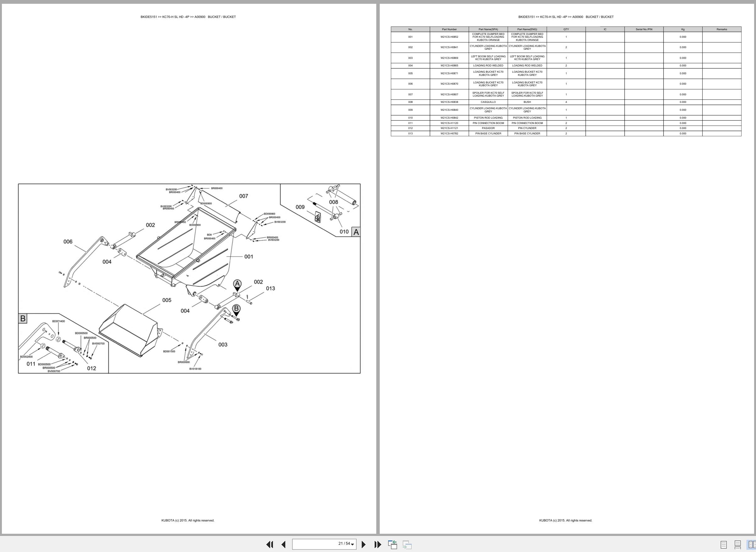 Kubota Carrier KC70 H KC70 SL KC70 HD KC70 4P Spare Parts Catalog EN ES (2)