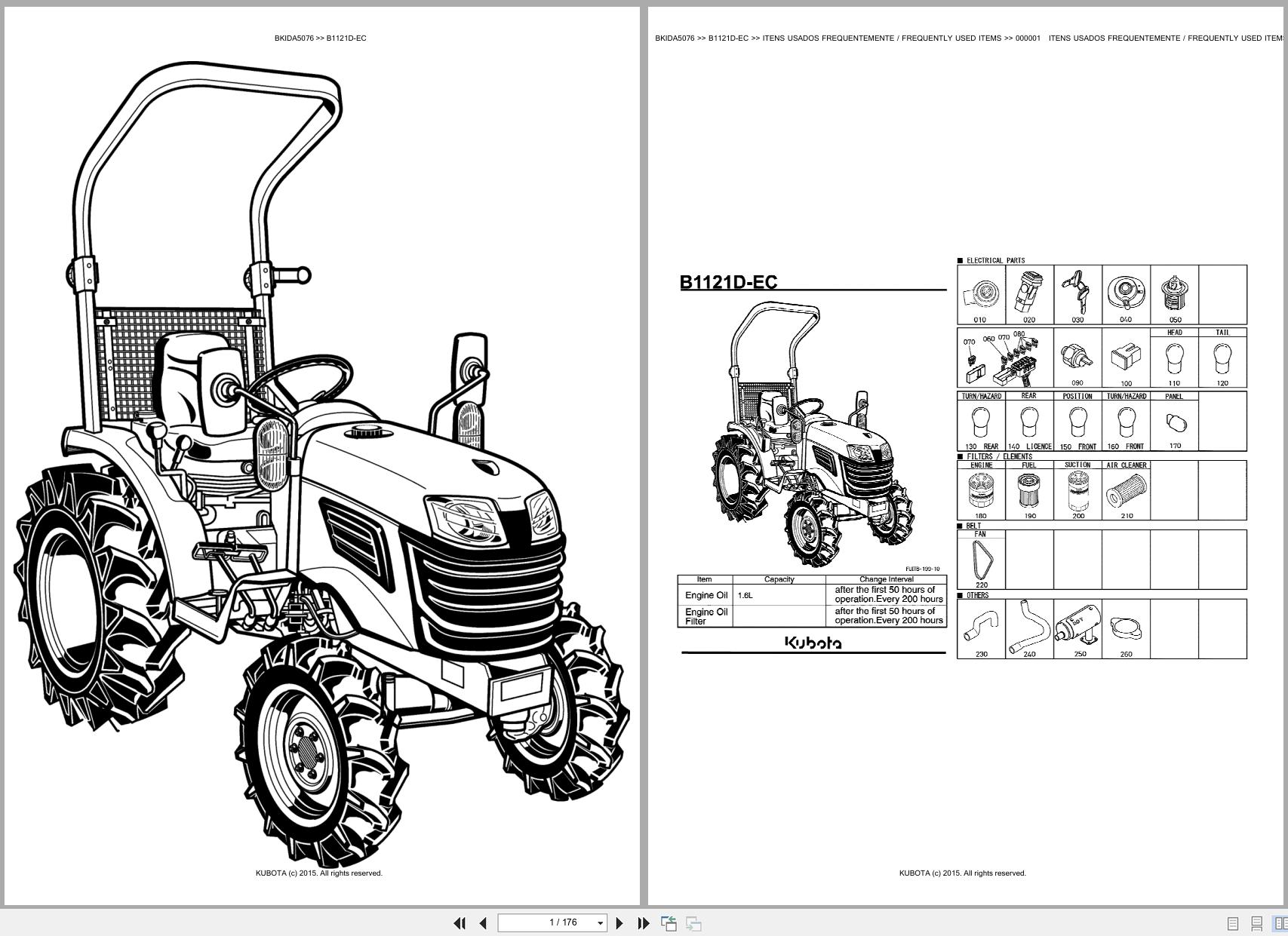 Kubota Compact Tractor B1121D EC Spare Parts Catalog EN PT (1)