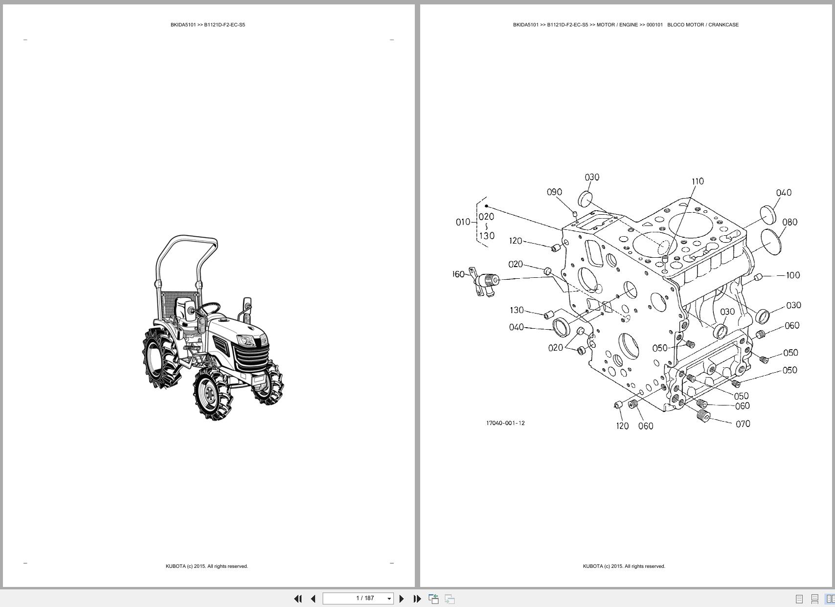 Kubota Compact Tractor B1121D F2 EC S5 Spare Parts Catalog EN PT (1)