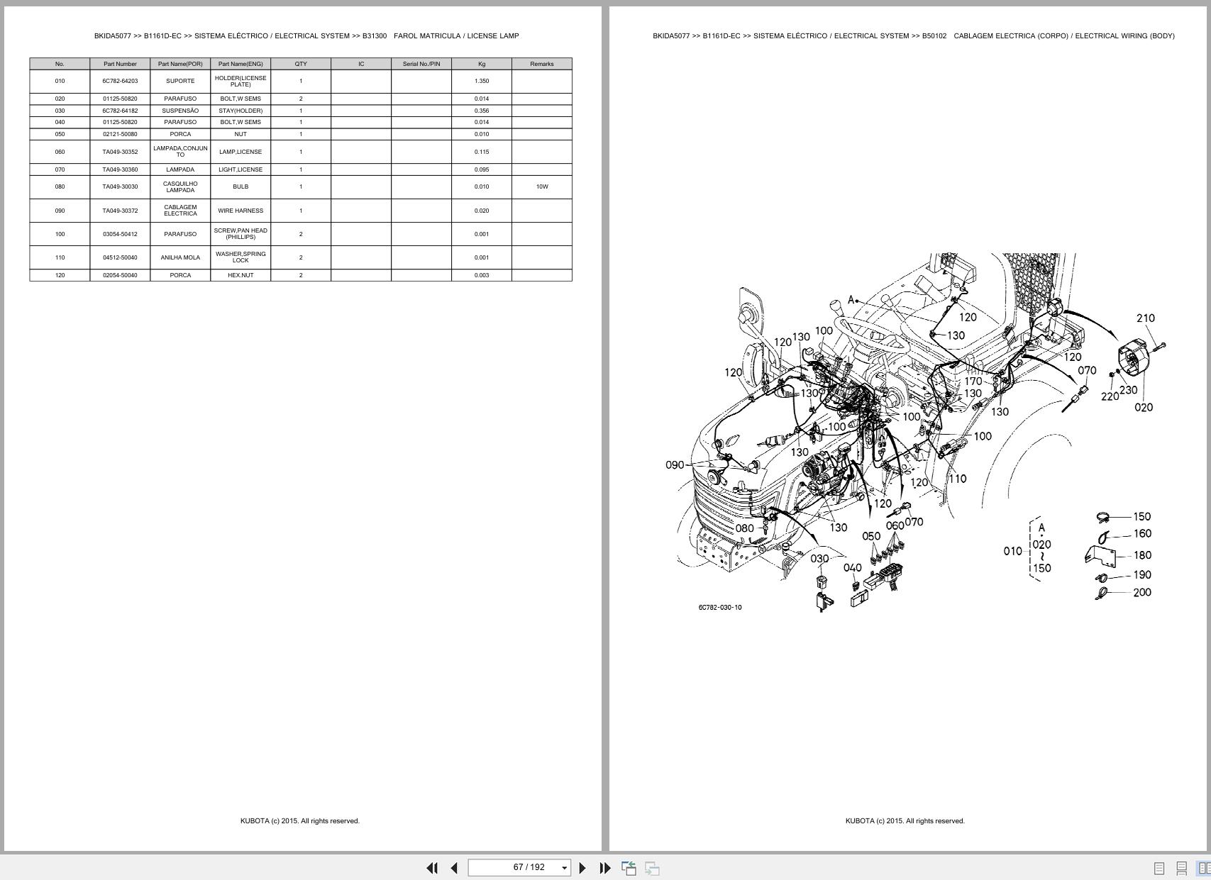 Kubota Compact Tractor B1161D EC Spare Parts Catalog EN PT (2)
