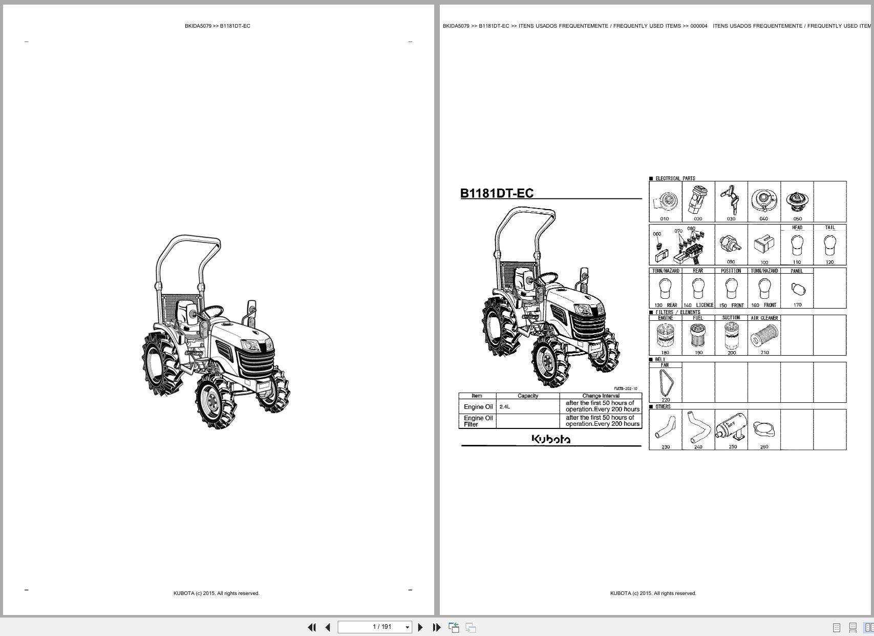 Kubota Compact Tractor B1181DT EC Spare Parts Catalog EN PT (1)