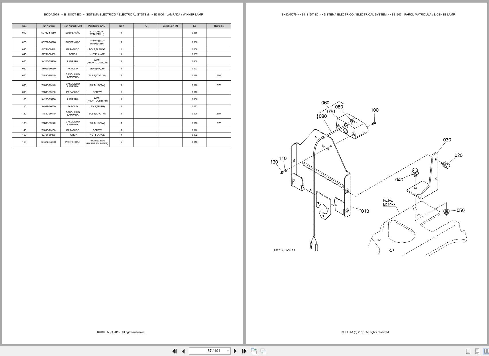 Kubota Compact Tractor B1181DT EC Spare Parts Catalog EN PT (2)