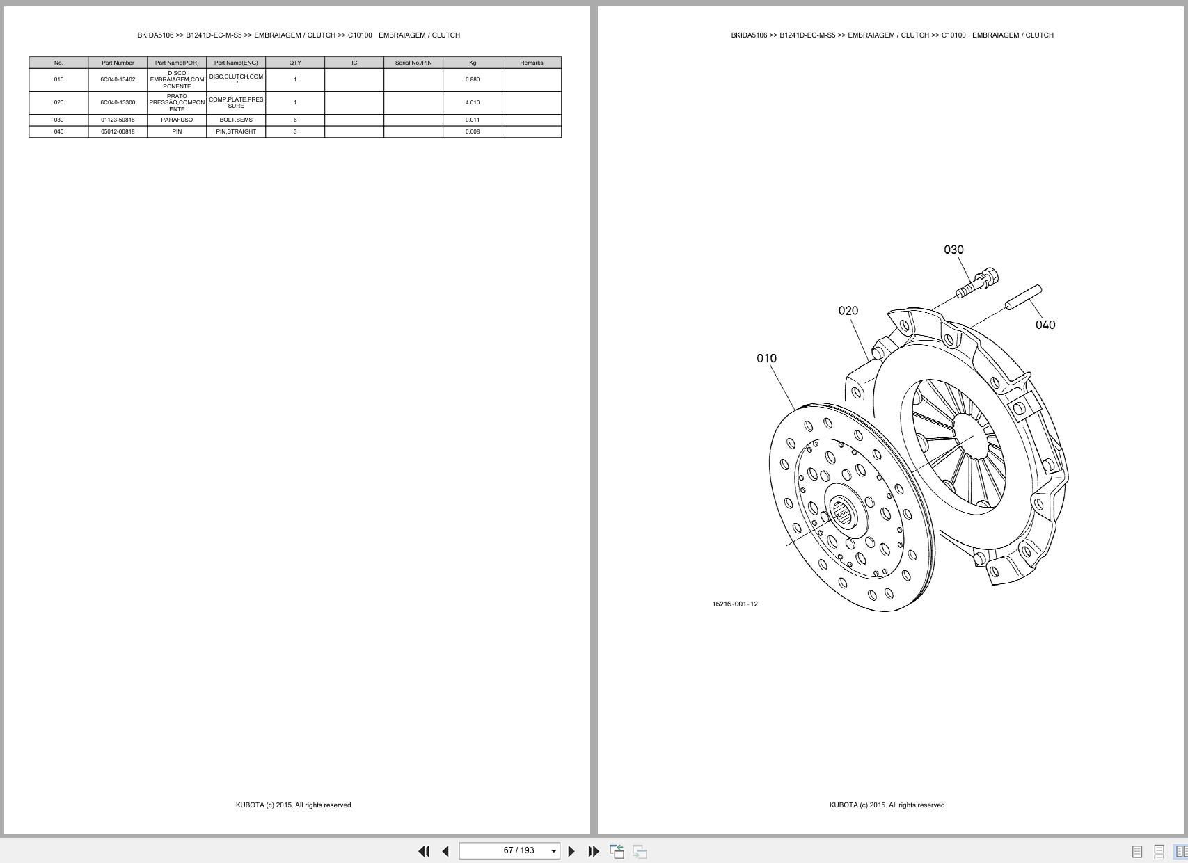 Kubota Compact Tractor B1241D EC M S5 Spare Parts Catalog EN PT (2)