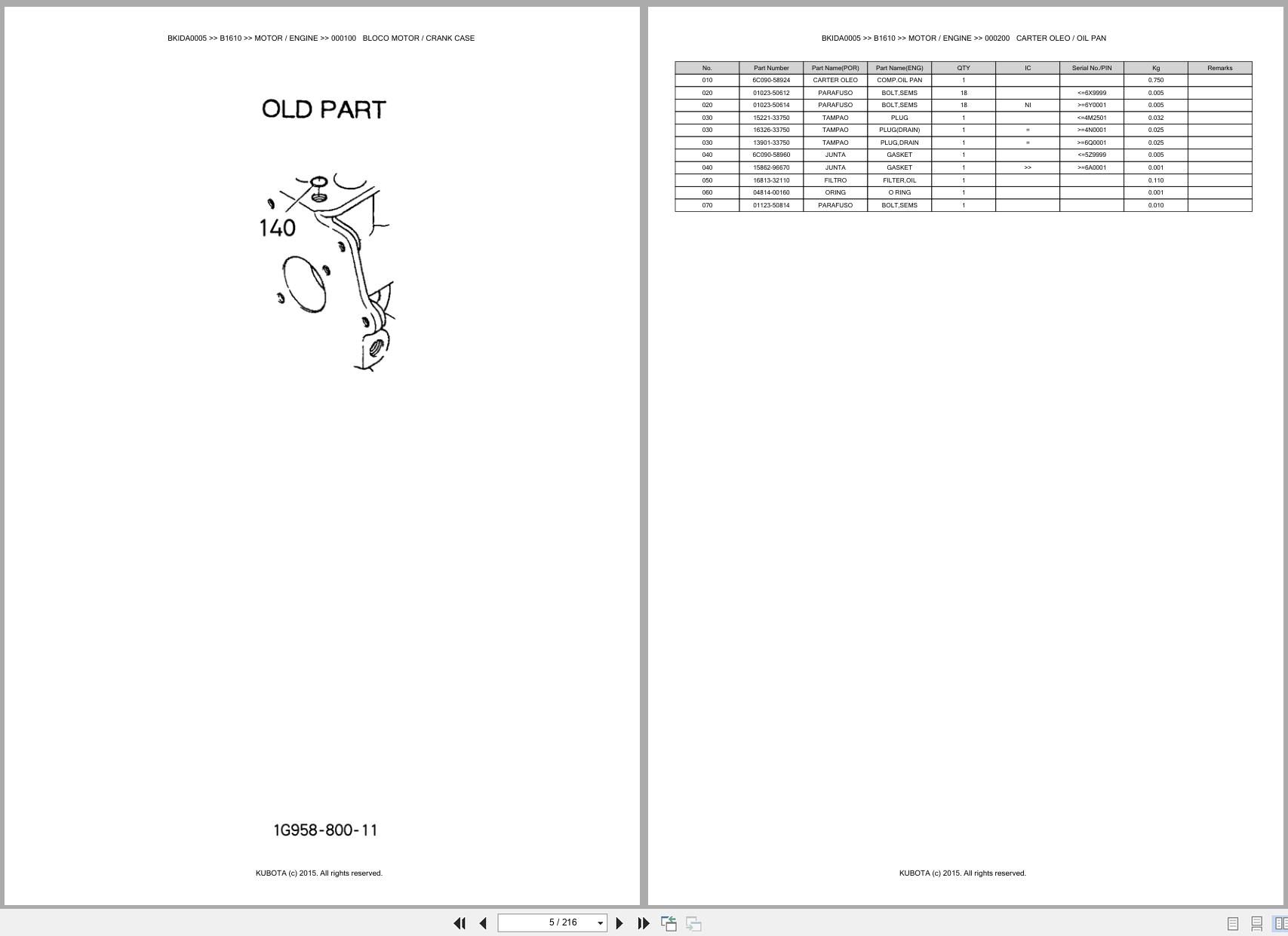 Kubota Compact Tractor B1610 Spare Parts Catalog EN PT (3)