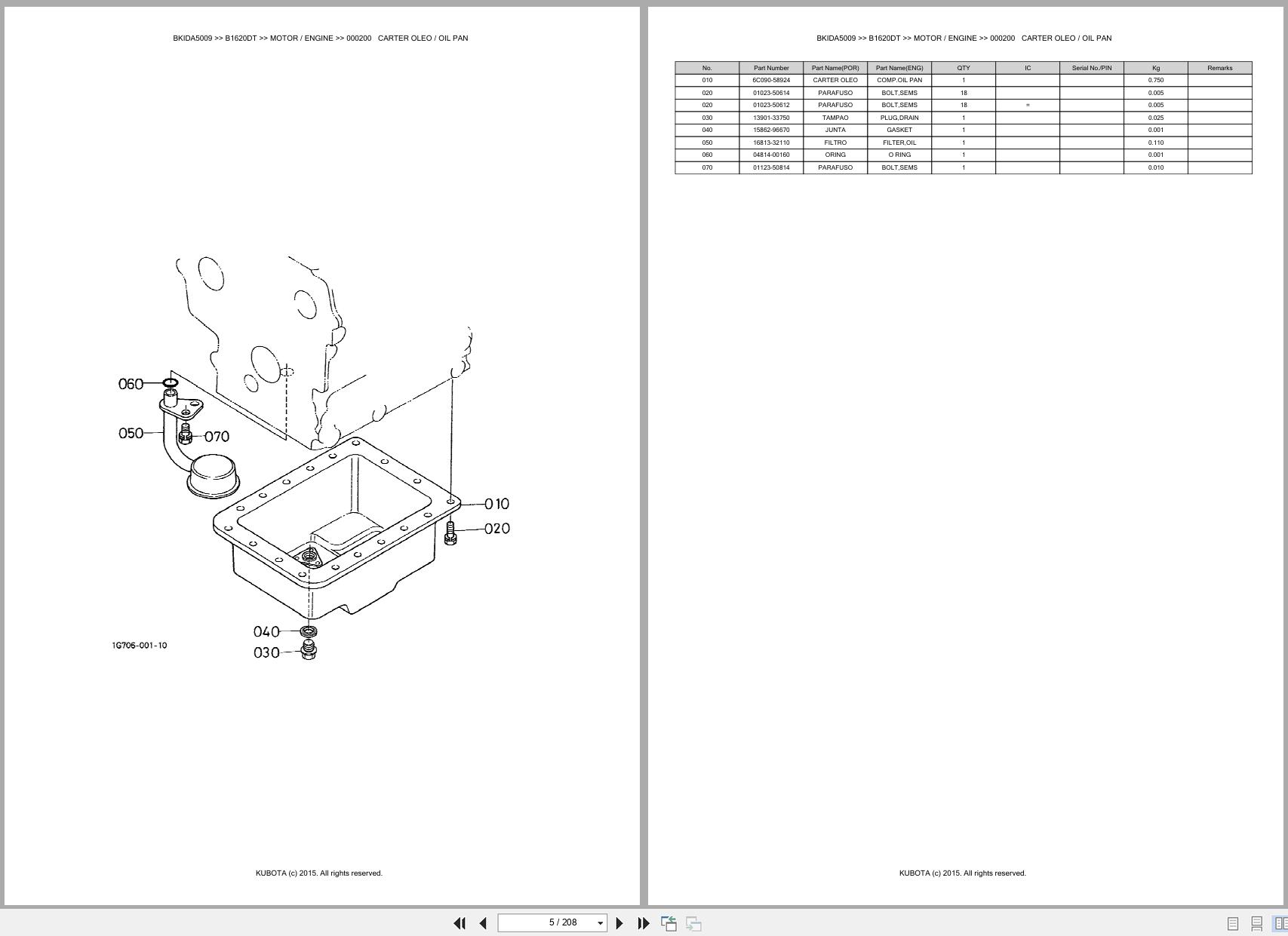 Kubota Compact Tractor B1620DT Spare Parts Catalog EN PT (3)