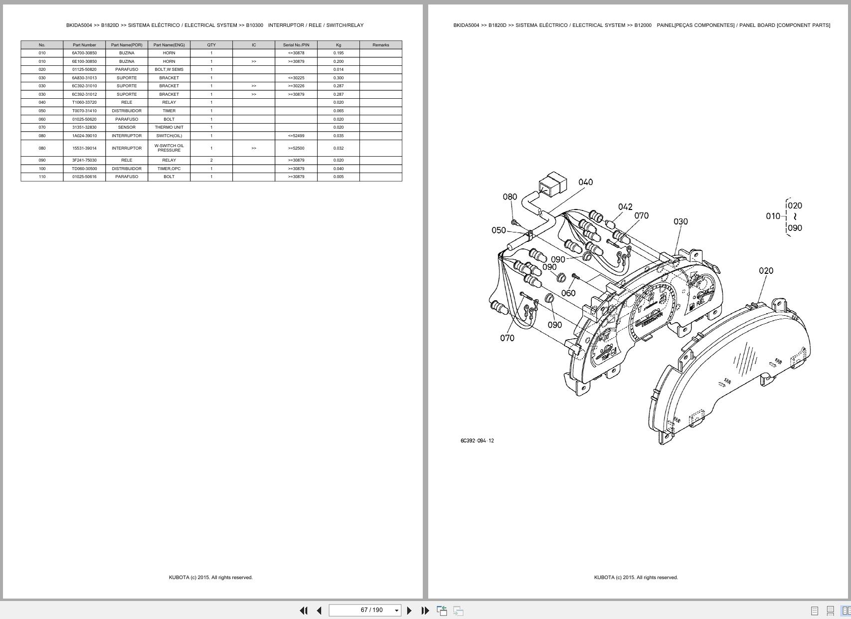 Kubota Compact Tractor B1820D Spare Parts Catalog EN PT (2)