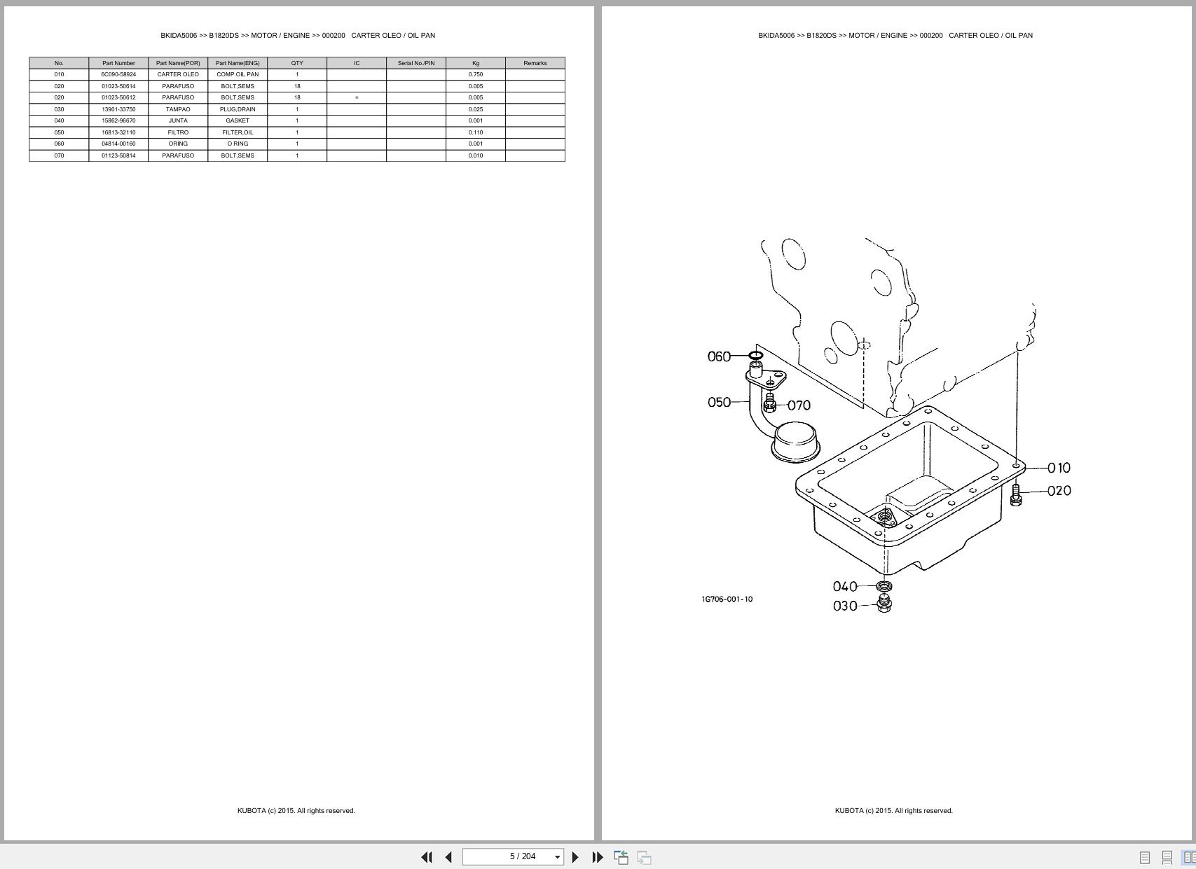 Kubota Compact Tractor B1820DS Spare Parts Catalog EN PT (3)