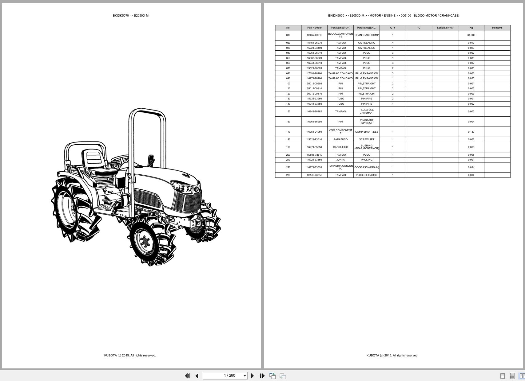 Kubota Compact Tractor B2050D M Spare Parts Catalog EN PT (1)