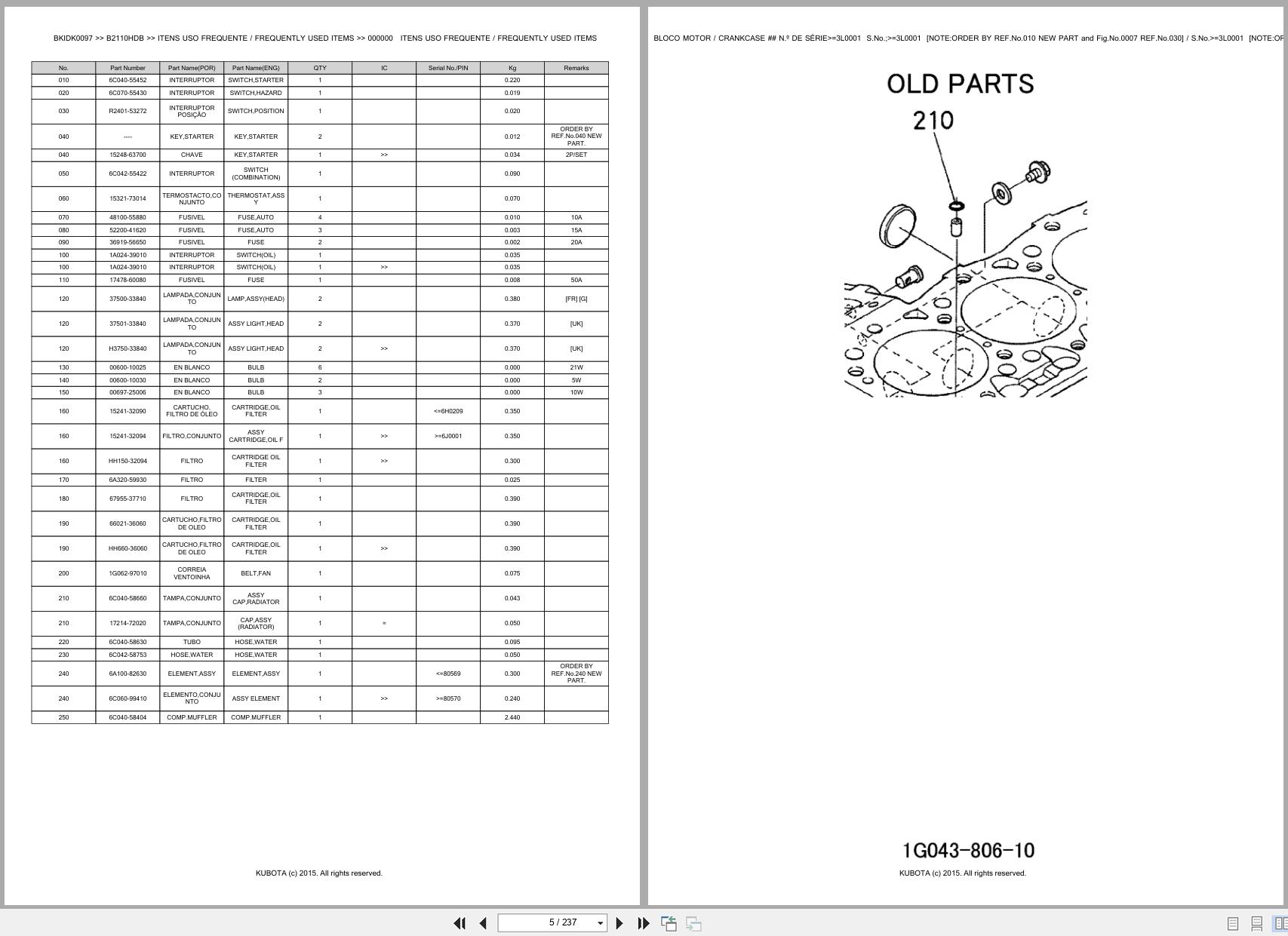 Kubota Compact Tractor B2110HDB Spare Parts Catalog EN PT (3)