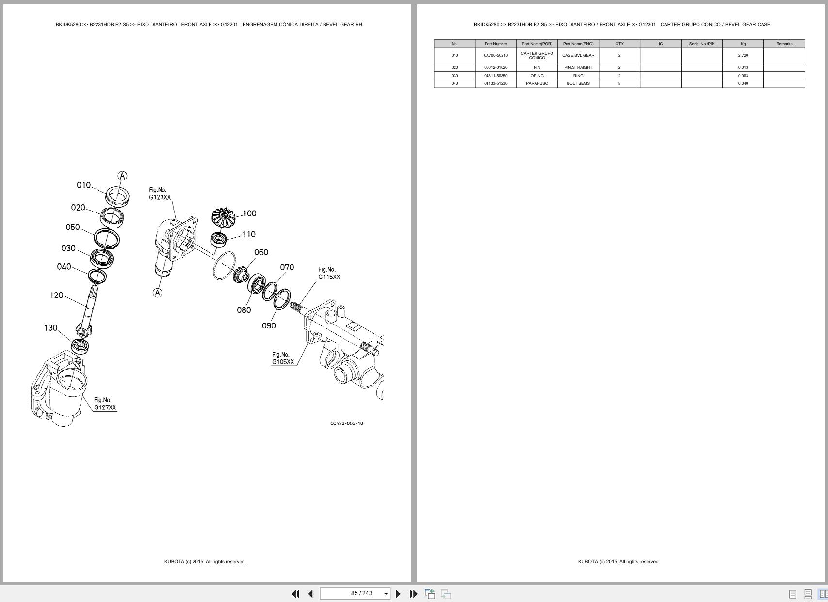Kubota Compact Tractor B2231HDB F2 S5 Spare Parts Catalog EN PT (2)