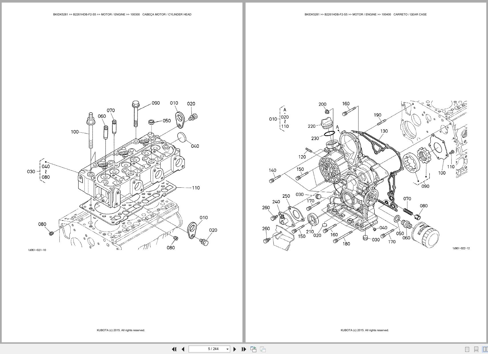 Kubota Compact Tractor B2261HDB F2 S5 Spare Parts Catalog EN PT (3)