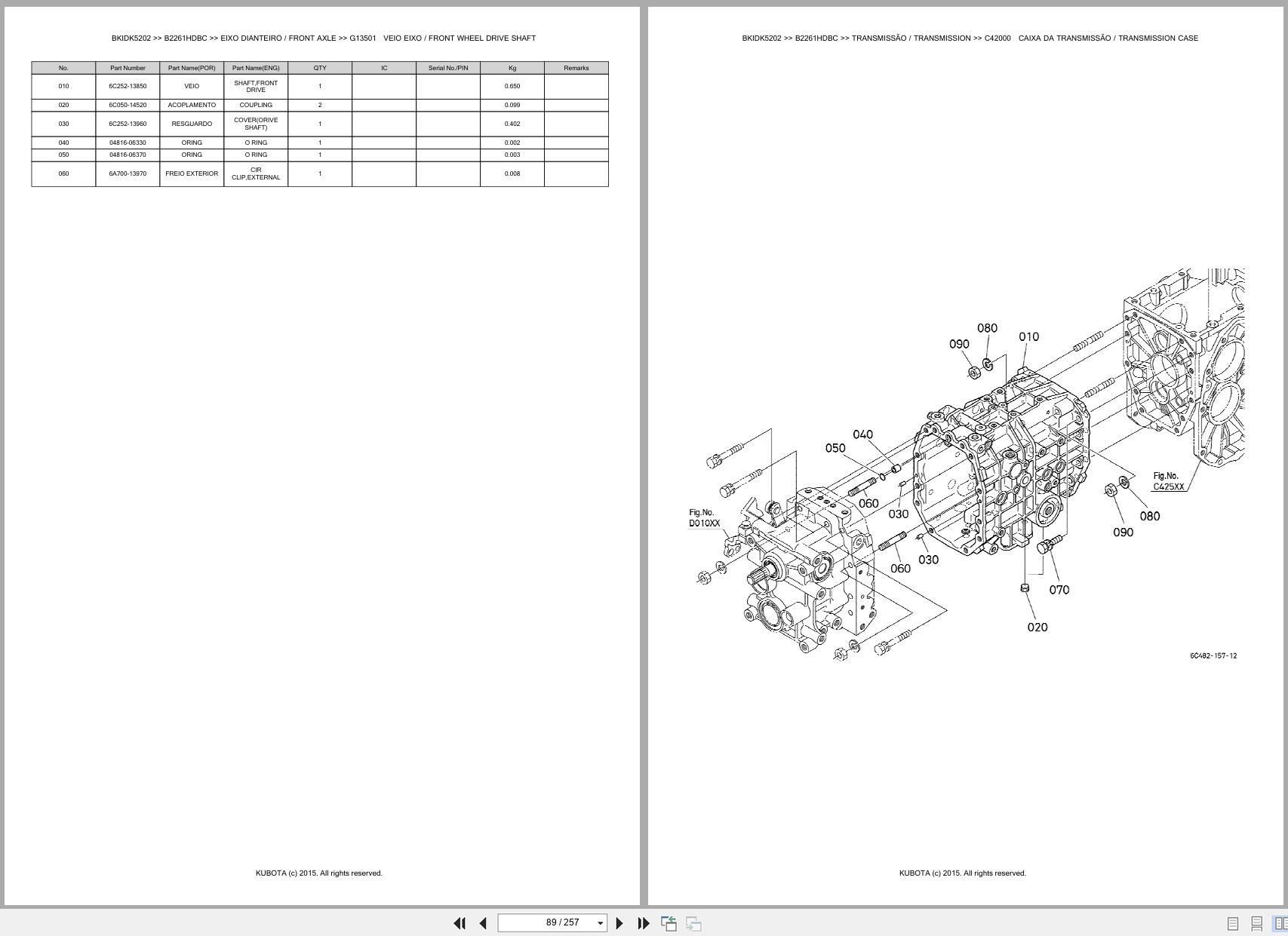Kubota Compact Tractor B2261HDBC Spare Parts Catalog EN PT (2)