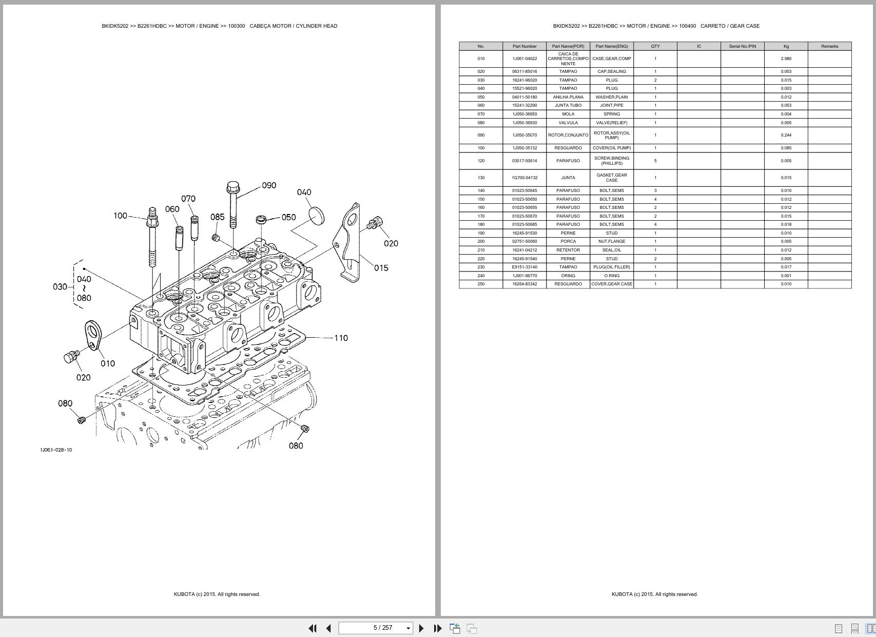 Kubota Compact Tractor B2261HDBC Spare Parts Catalog EN PT (3)