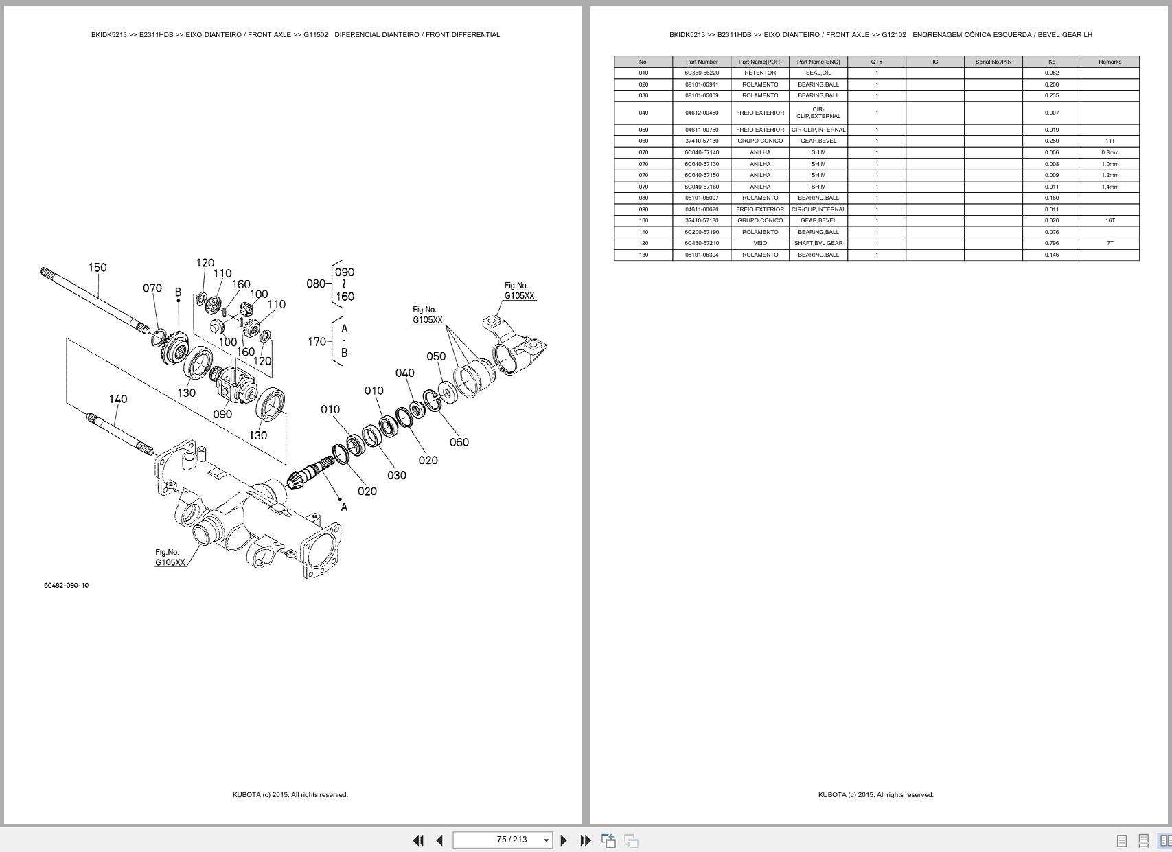 Kubota Compact Tractor B2311HDB Spare Parts Catalog EN PT (2)