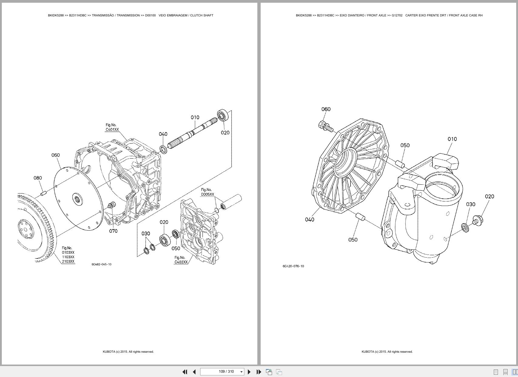 Kubota Compact Tractor B2311HDBC Spare Parts Catalog EN PT (2)