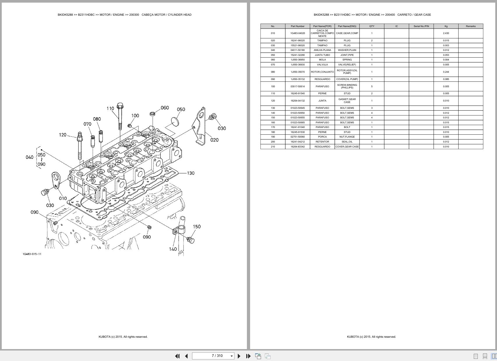 Kubota Compact Tractor B2311HDBC Spare Parts Catalog EN PT (3)