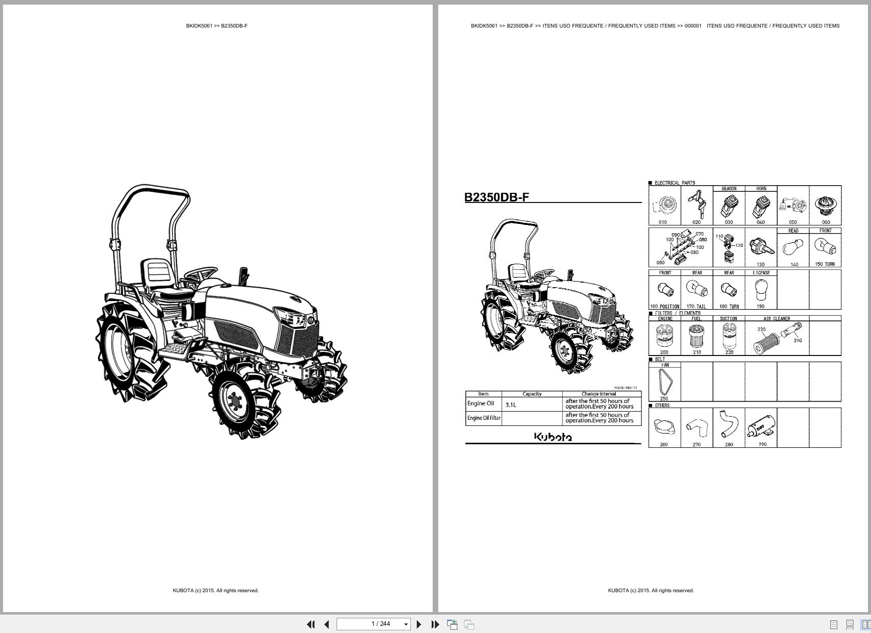 Kubota Compact Tractor B2350DB F Spare Parts Catalog EN PT (1)