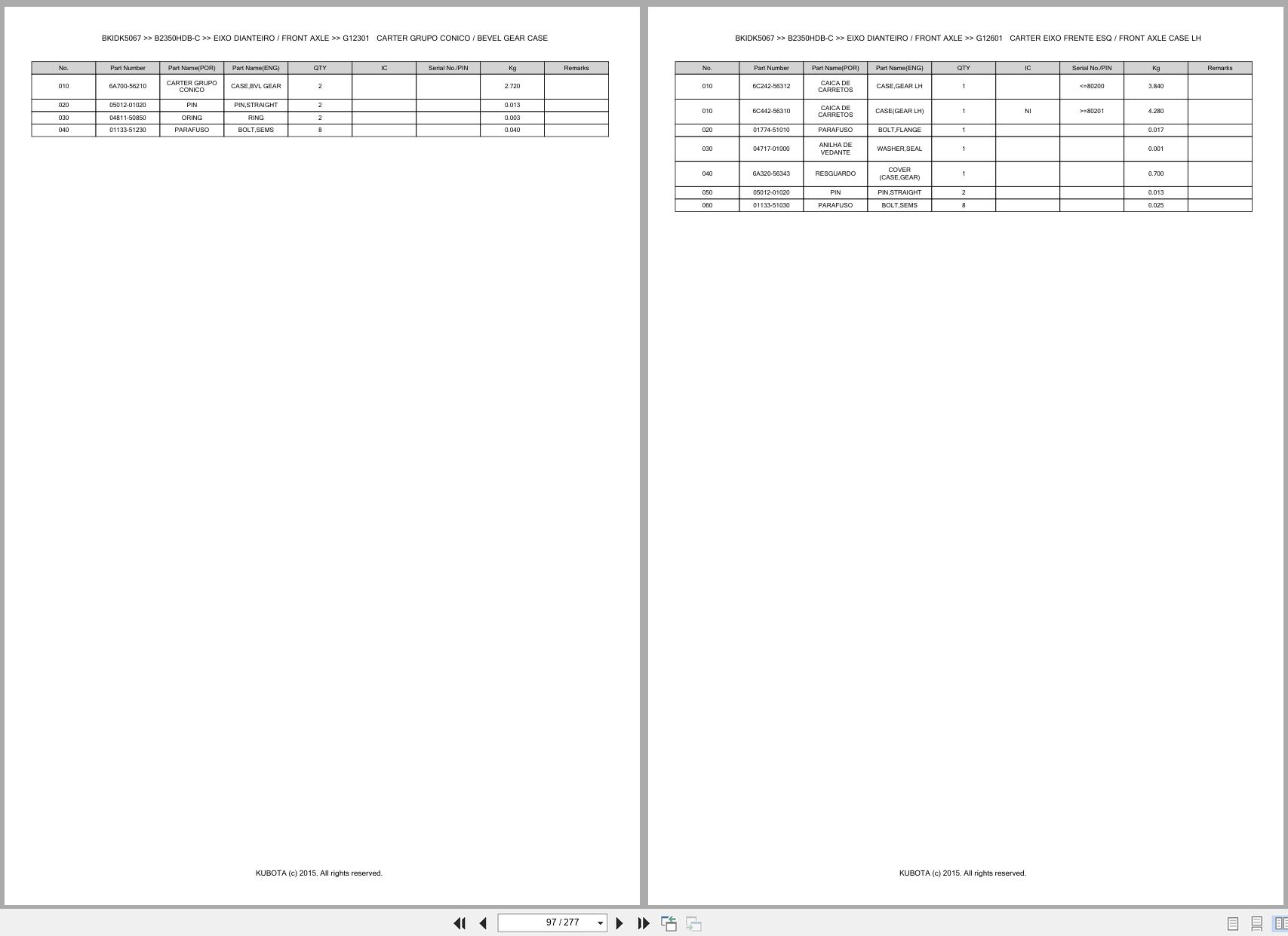 Kubota Compact Tractor B2350HDB C Spare Parts Catalog EN PT (2)