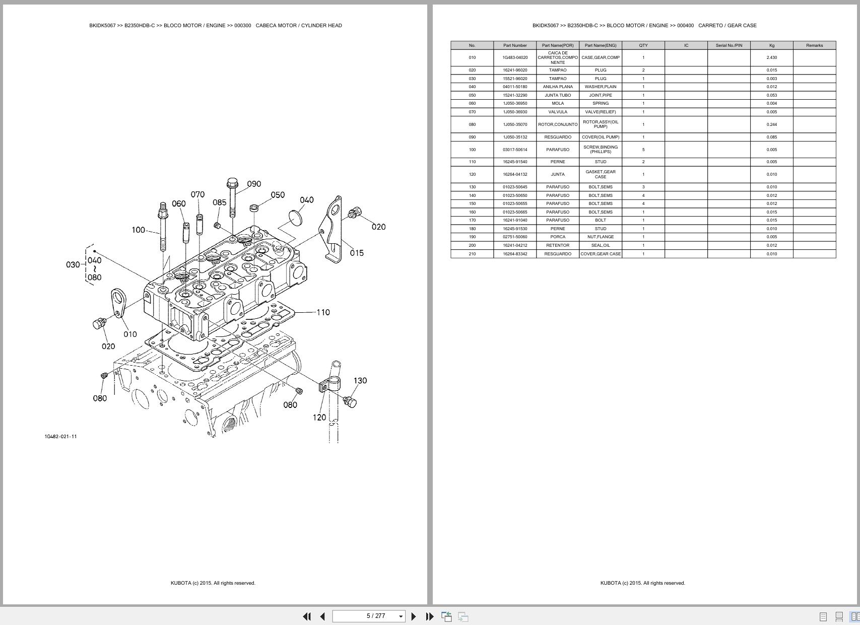Kubota Compact Tractor B2350HDB C Spare Parts Catalog EN PT (3)