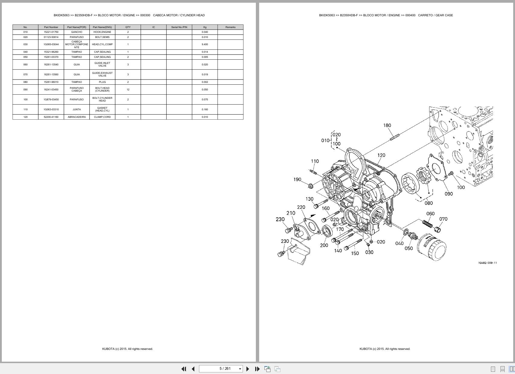 Kubota Compact Tractor B2350HDB F Spare Parts Catalog EN PT (3)