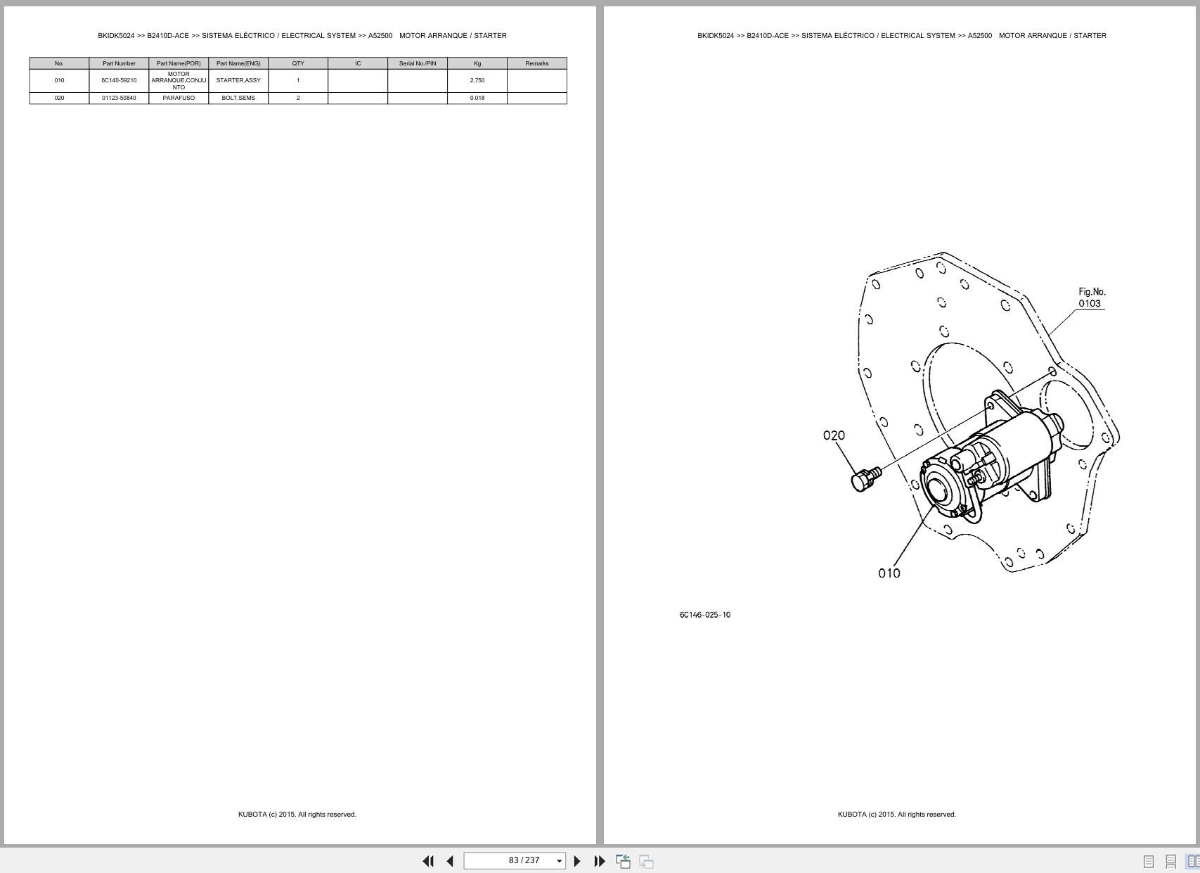 Kubota Compact Tractor B2410D ACE Spare Parts Catalog EN PT (2)