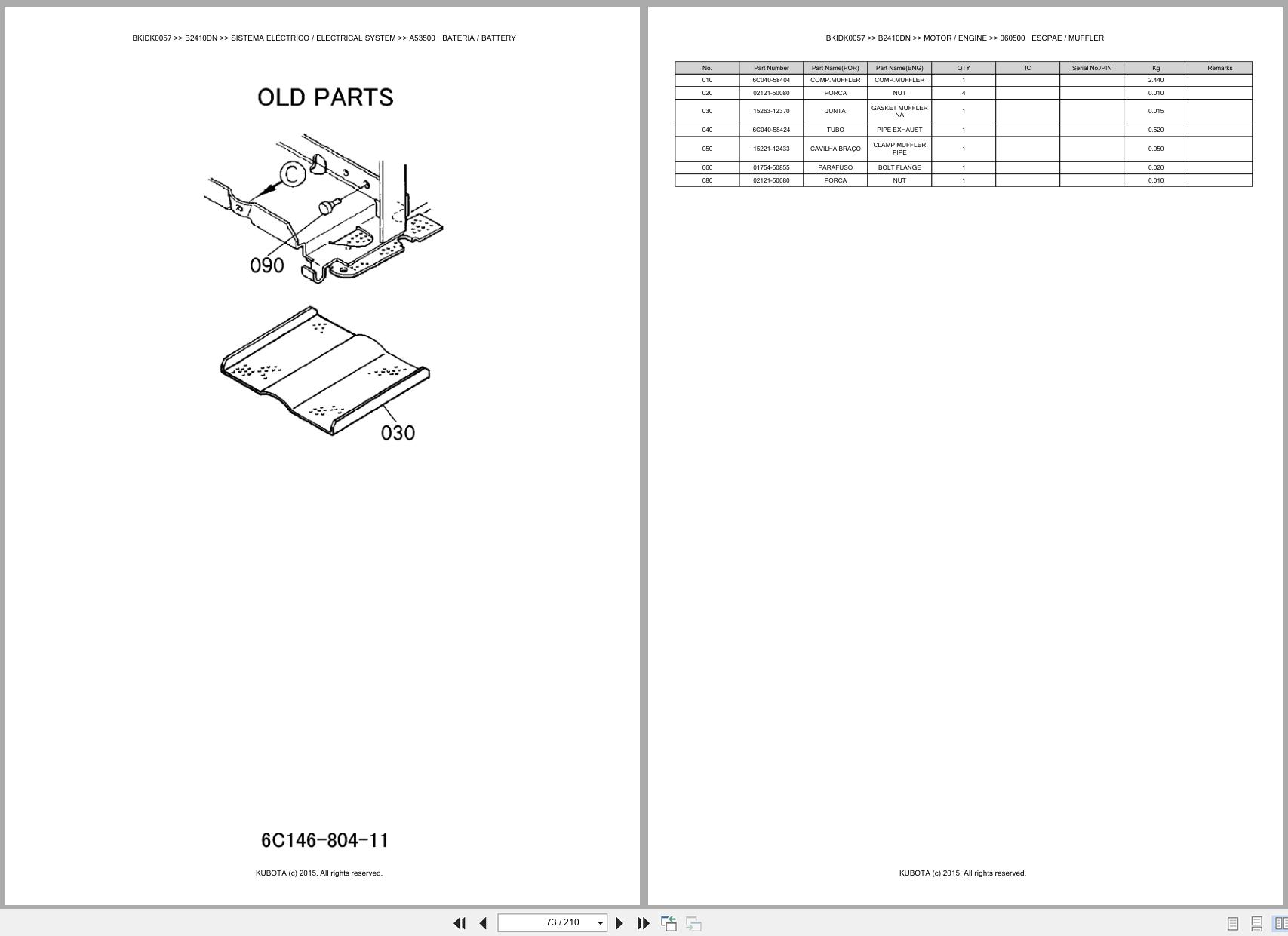 Kubota Compact Tractor B2410DN Spare Parts Catalog EN PT (2)