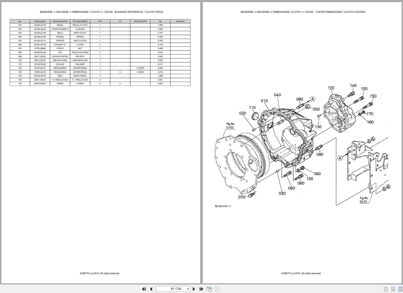 Kubota Compact Tractor B2410HDB Spare Parts Catalog EN PT (2)