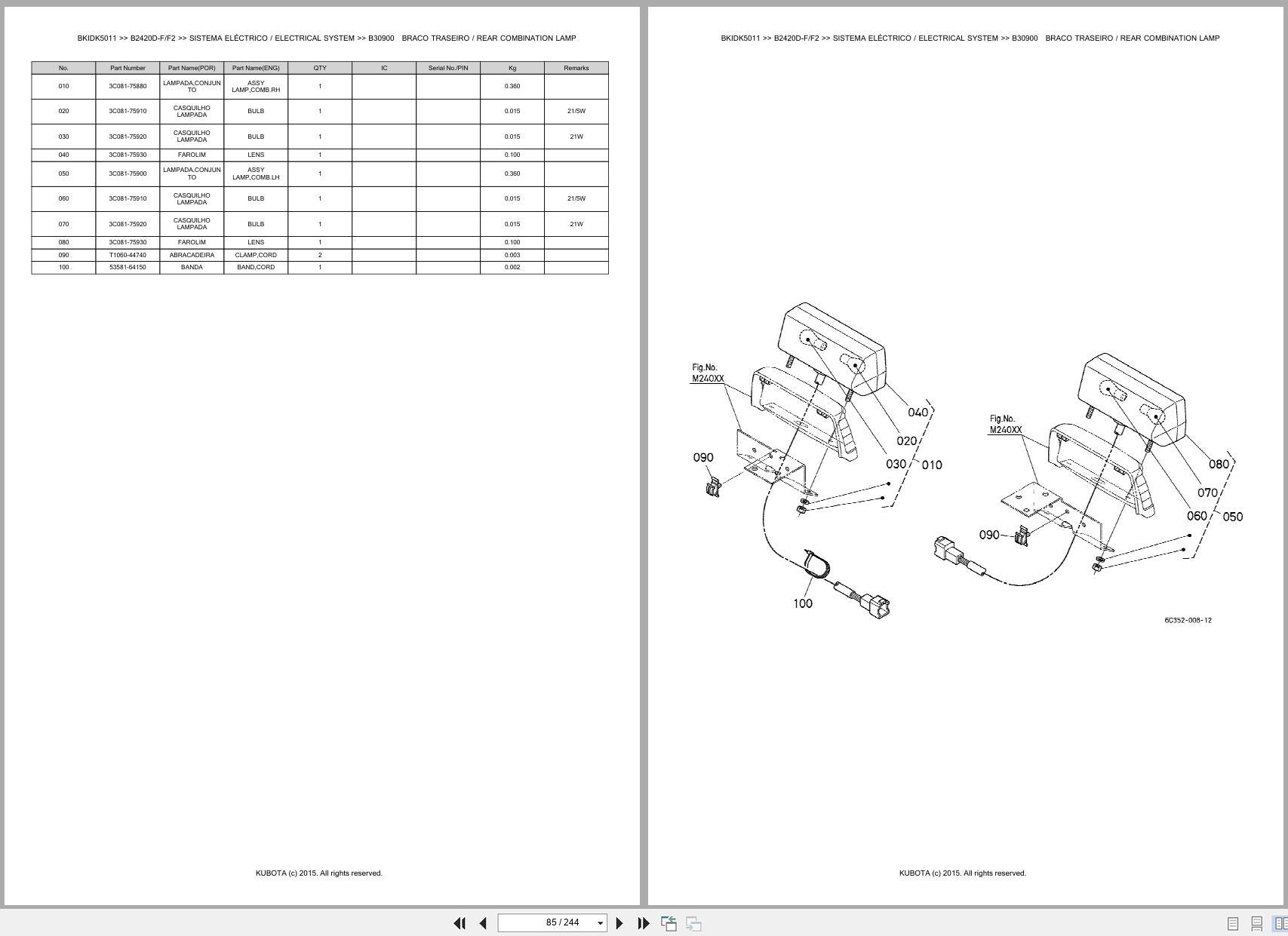 Kubota Compact Tractor B2420D F B2420D F2 Spare Parts Catalog EN PT (2)