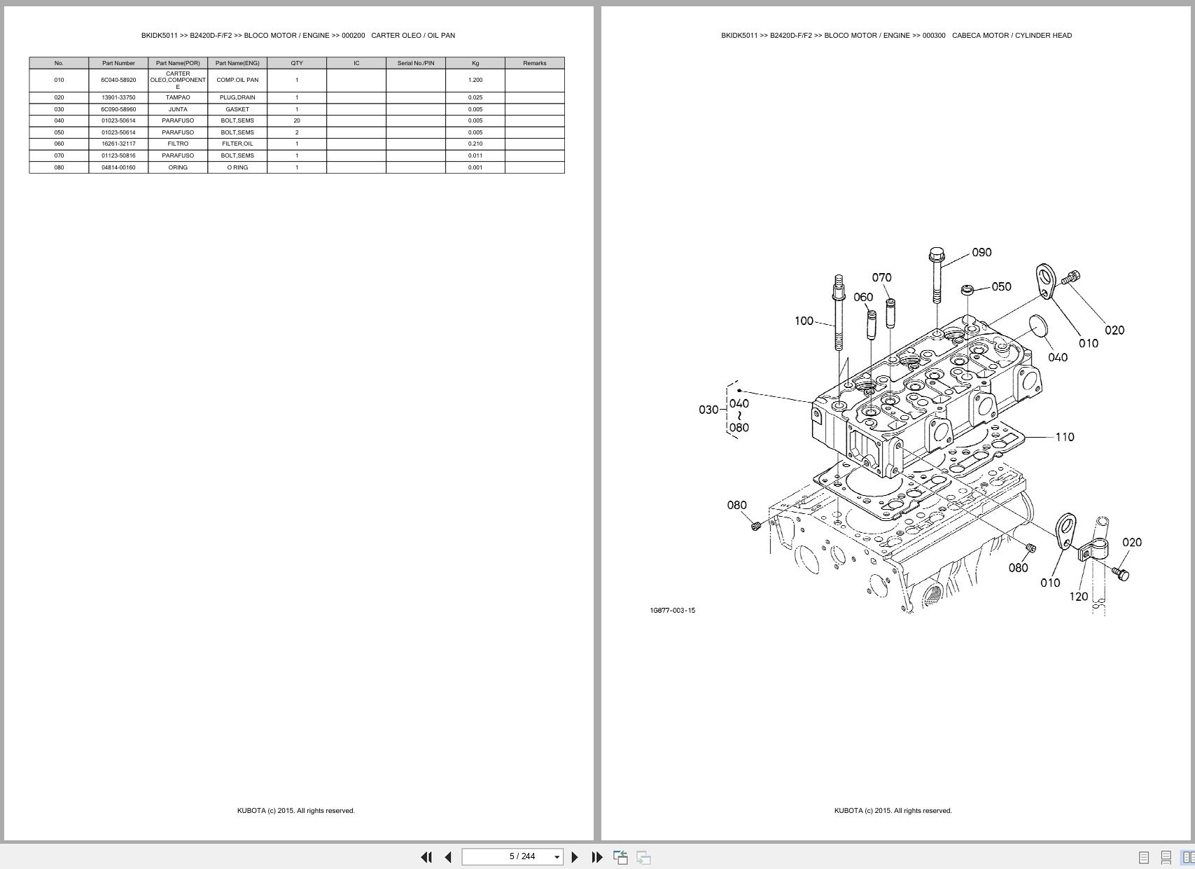 Kubota Compact Tractor B2420D F B2420D F2 Spare Parts Catalog EN PT (3)