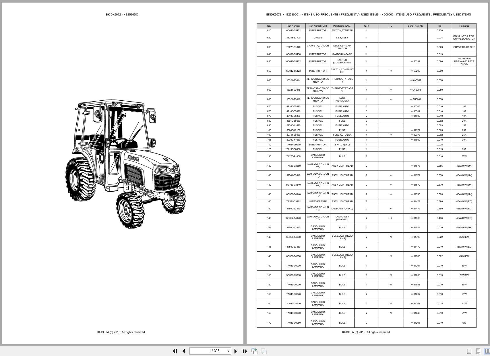 Kubota Compact Tractor B2530DC Spare Parts Catalog EN PT (1)