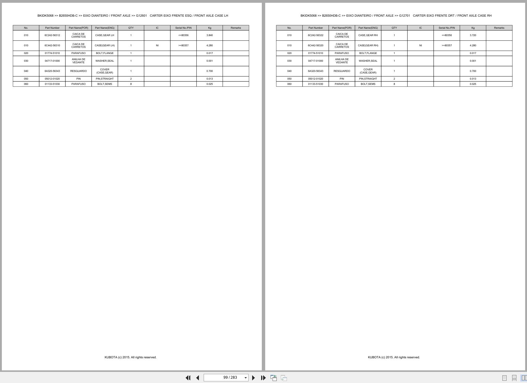 Kubota Compact Tractor B2650HDB C Spare Parts Catalog EN PT (2)